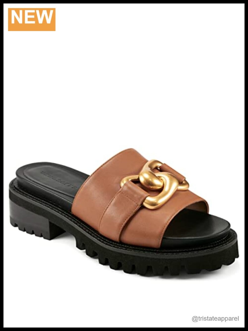 Aerosoles Lima Leather Slide Sandals Comfort Block Heel Buckle Casual